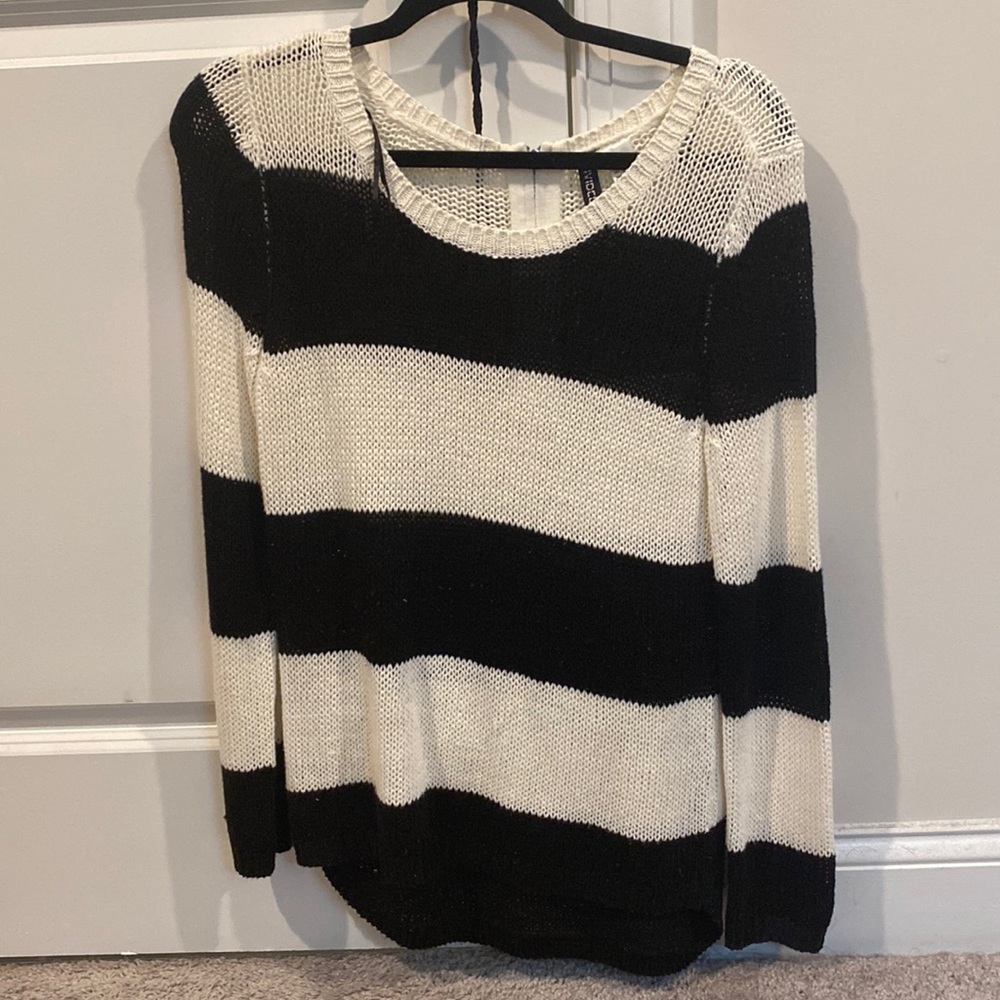 Black and white knitted sweater